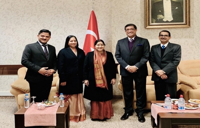 Transit visit of Honble Minister of Foreign Affairs, Ms. Sushma Swaraj to Türkiye on    February 19, 2019
